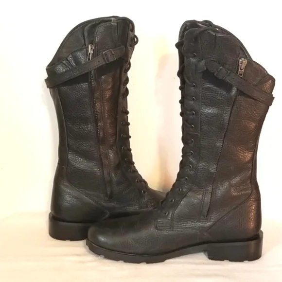 Dr Martens Black Leather Tall Combat Boots 11569