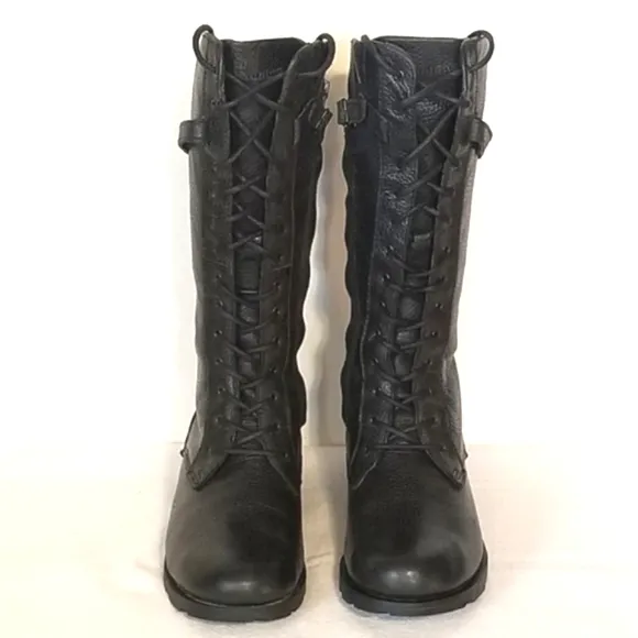 Dr Martens Black Leather Tall Combat Boots 11569