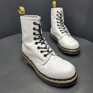 Dr. Martens boots women's 6L white leather 1460 combat bikercore grunge military