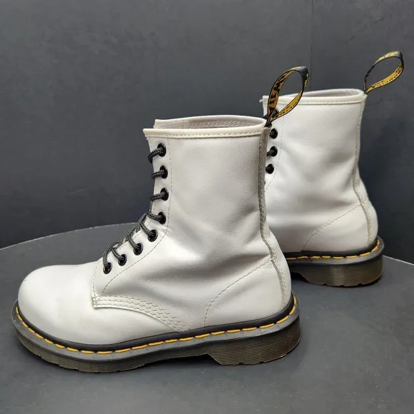 Dr. Martens boots women's 6L white leather 1460 combat bikercore grunge military
