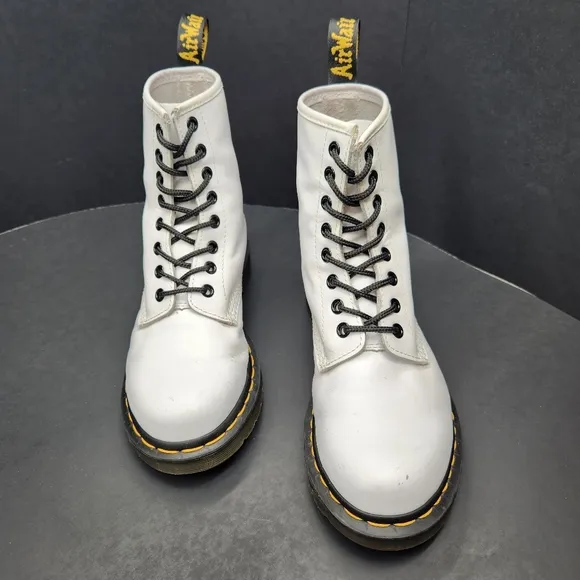 Dr. Martens boots women's 6L white leather 1460 combat bikercore grunge military