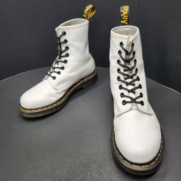 Dr. Martens boots women's 6L white leather 1460 combat bikercore grunge military