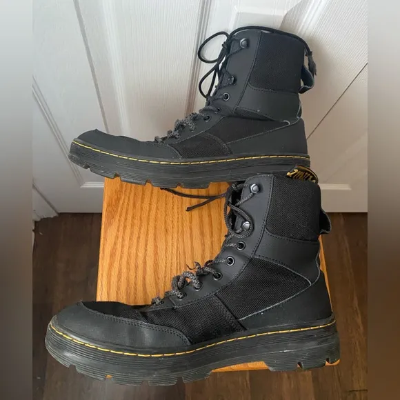 Dr Martens Combs Tech Black Poly/Leather Casual Tactical Streetwear Boots SZ 10