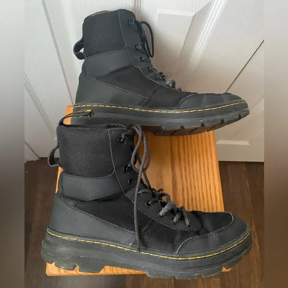 Dr Martens Combs Tech Black Poly/Leather Casual Tactical Streetwear Boots SZ 10