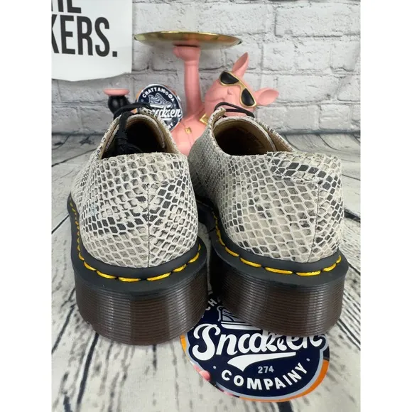 Dr Martens Oxford Shoes Womens SZ 5 Python White Snake Suede Leather 2046 NEW