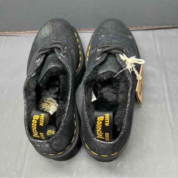DR MARTENS PLATFORM SHOES 1461 QUAD FUR LINED METALLIC LEATHER Women Size 6 NEW