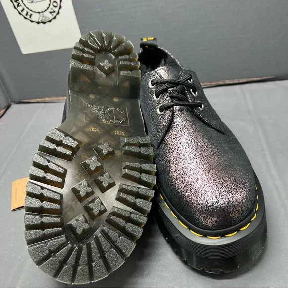 DR MARTENS PLATFORM SHOES 1461 QUAD FUR LINED METALLIC LEATHER Women Size 6 NEW