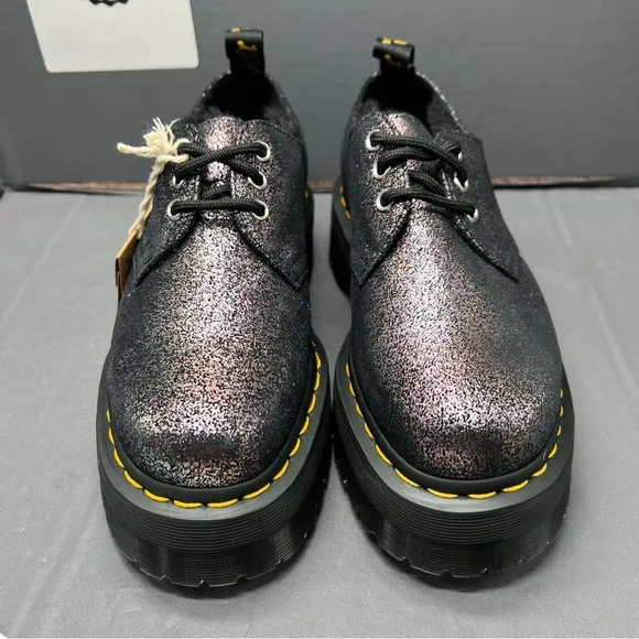 DR MARTENS PLATFORM SHOES 1461 QUAD FUR LINED METALLIC LEATHER Women Size 6 NEW