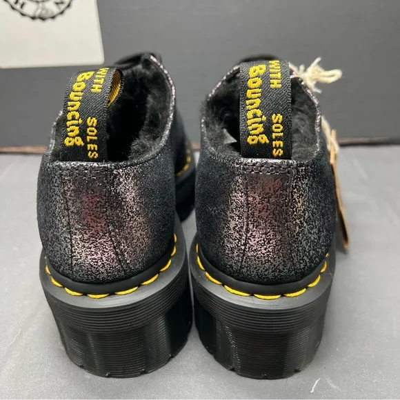 DR MARTENS PLATFORM SHOES 1461 QUAD FUR LINED METALLIC LEATHER Women Size 6 NEW