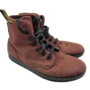 Dr. Martens Shoreditch Cherry Red Maroon Canvas Boots Shoes Womens Size 9