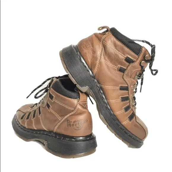 Dr. Martens Vintage Chunky Leather Brown Walking Hiking Ankle Boots Shoes 7