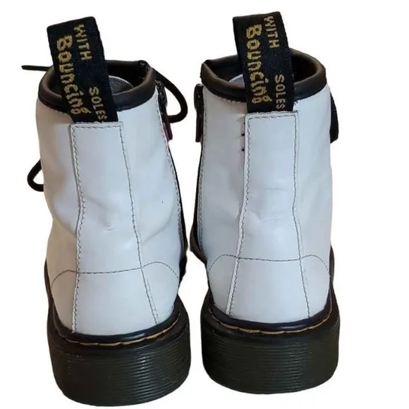 Dr. Martens White Leather Lace Up Combat Boots Youth Junior