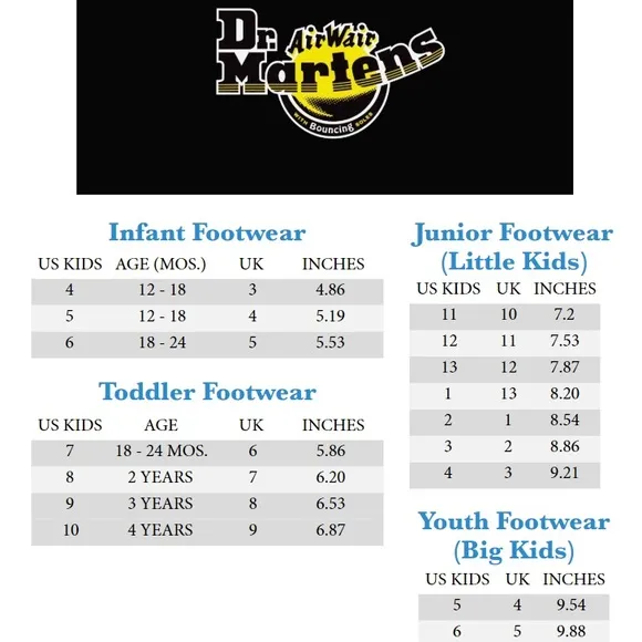 Dr. Martens White Leather Lace Up Combat Boots Youth Junior