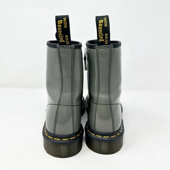 Dr. Martens Women's 1460 YS Grey Patent Leather Lace Up Boots Size 7