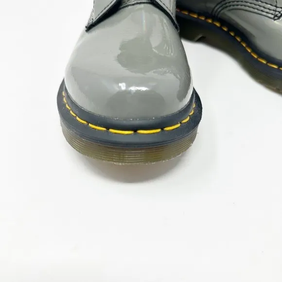 Dr. Martens Women's 1460 YS Grey Patent Leather Lace Up Boots Size 7
