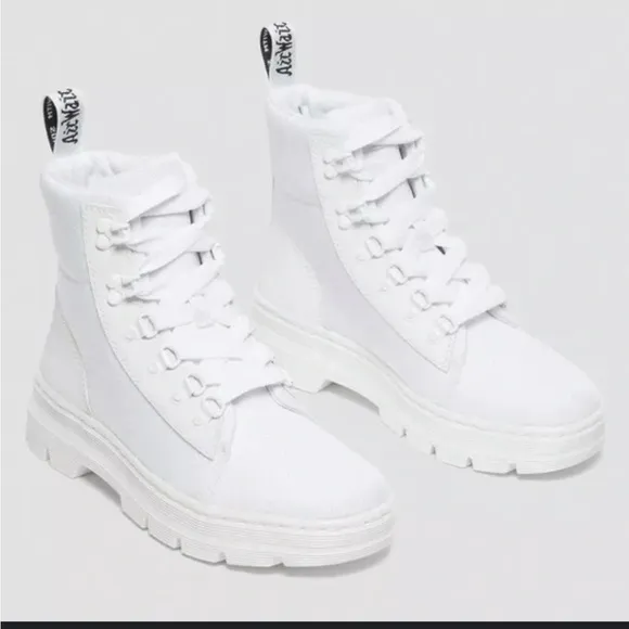 •DR. MARTENS•BNWT WOMEN'S COMBS WHITE COMBAT BOIT EXTRA TOUGH BALLISTIC SIZE 10