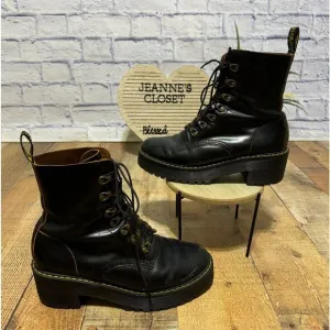 Dr. Martens Leona Vintage Smooth Leather COMFY Heeled Boots 8