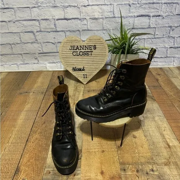 Dr. Martens Leona Vintage Smooth Leather COMFY Heeled Boots 8