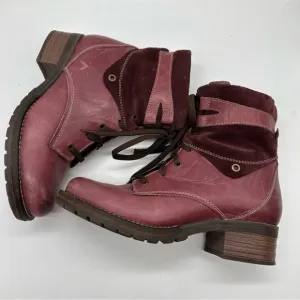 Dromedaris Kara Purple Leather Moto Lace-up Combat Boots 10