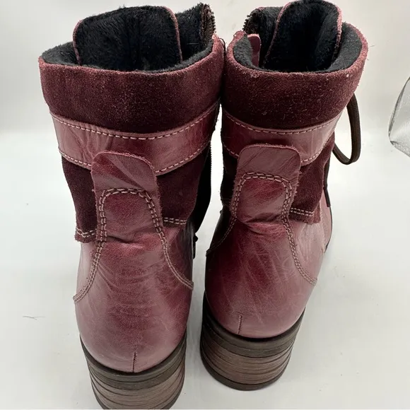 Dromedaris Kara Purple Leather Moto Lace-up Combat Boots 10