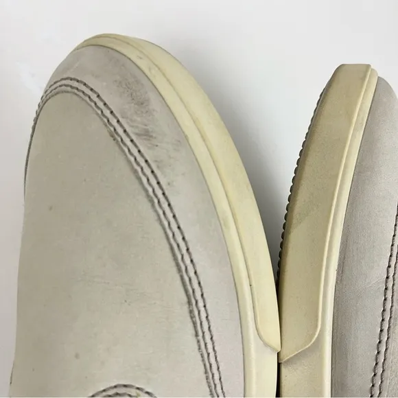 Ecco Cream Off White Lace Up Leather Boat Shoes Mens Size 45