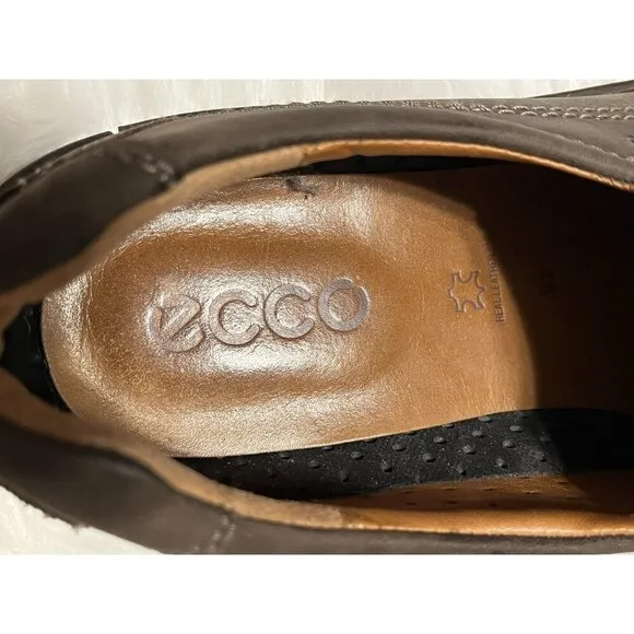ecco Men's Slip on Shoes Loafer Nubuck Brown Coffee Leather Sz 12 EU 46 UK 11.5