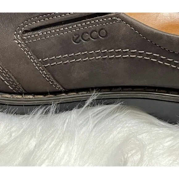 ecco Men's Slip on Shoes Loafer Nubuck Brown Coffee Leather Sz 12 EU 46 UK 11.5