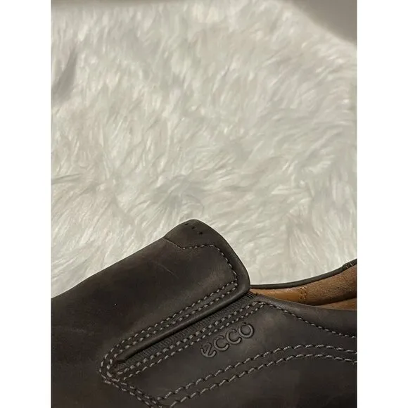 ecco Men's Slip on Shoes Loafer Nubuck Brown Coffee Leather Sz 12 EU 46 UK 11.5