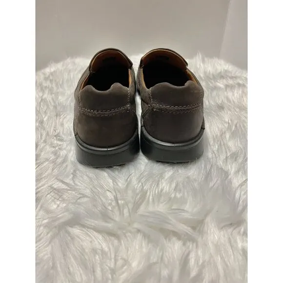 ecco Men's Slip on Shoes Loafer Nubuck Brown Coffee Leather Sz 12 EU 46 UK 11.5