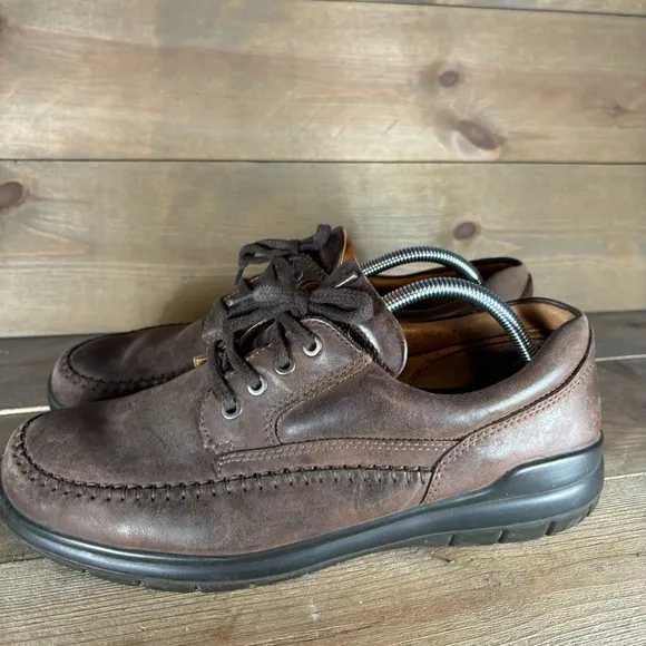 ecco seawalker mens size 44 shoes brown leather comfort walking oxfords