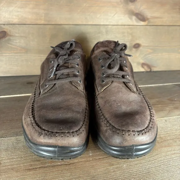 ecco seawalker mens size 44 shoes brown leather comfort walking oxfords