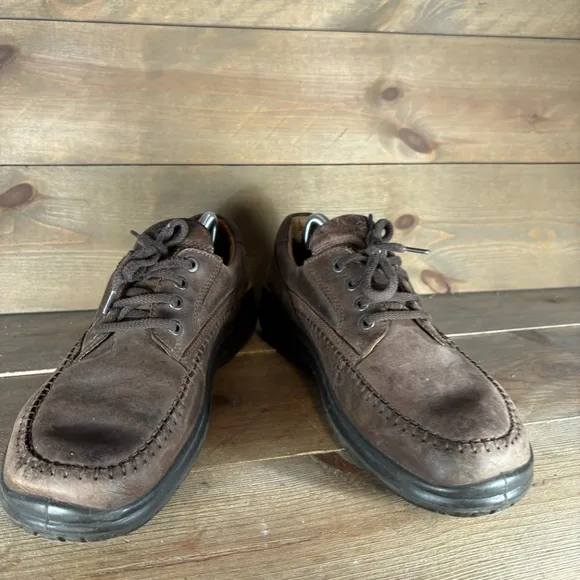 ecco seawalker mens size 44 shoes brown leather comfort walking oxfords