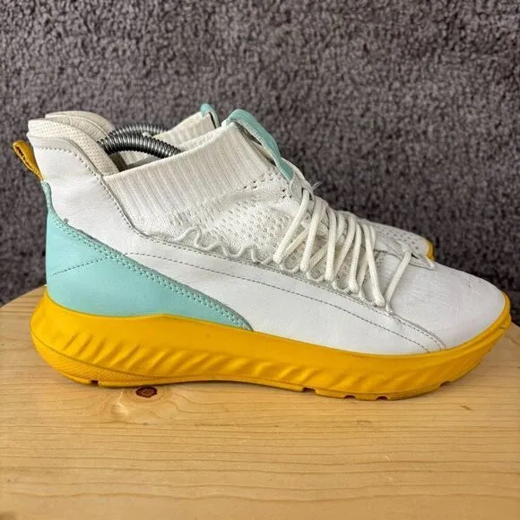 Ecco ST.1 Lite Mid Cut Shoe Womens 8 Yak Leather White Eggshell Sneakers