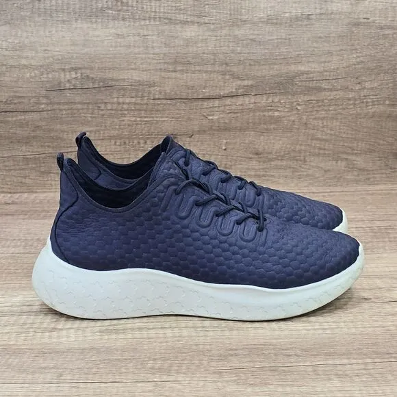 ECCO Therap Men’s Size 7-7.5 Blue Leather Lace-up Comfort Sneakers (82528402303)