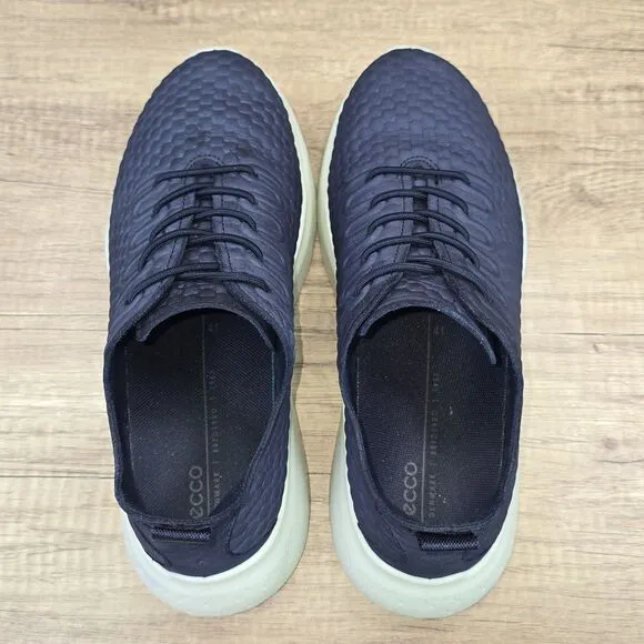 ECCO Therap Men’s Size 7-7.5 Blue Leather Lace-up Comfort Sneakers (82528402303)