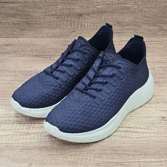 ECCO Therap Men’s Size 7-7.5 Blue Leather Lace-up Comfort Sneakers (82528402303)