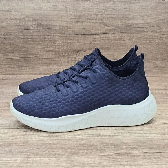 ECCO Therap Men’s Size 7-7.5 Blue Leather Lace-up Comfort Sneakers (82528402303)