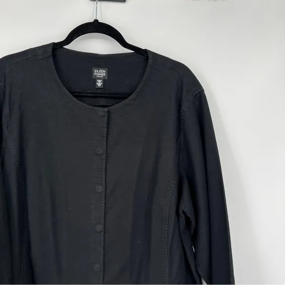 Eileen Fisher Jacket Coat Shacket Black Utility Type Style Plus Size 2X Denim