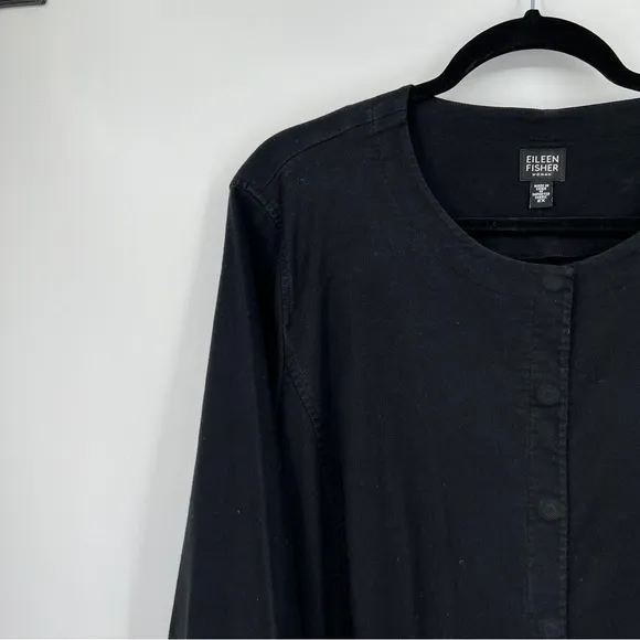 Eileen Fisher Jacket Coat Shacket Black Utility Type Style Plus Size 2X Denim