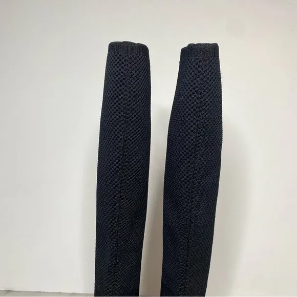 Eileen Fisher Kasana Black Knit Wedge Heel Tall Boot 7