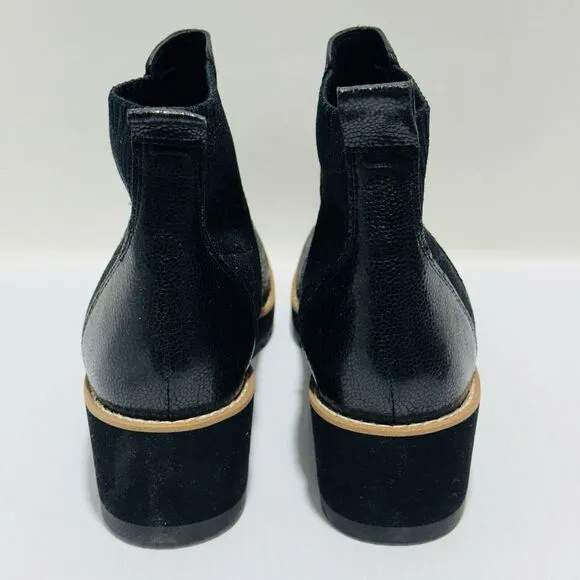 Eileen Fisher Lilou Size 7 Chelsea Boots Black Leather Wedge Heel NWOB $275
