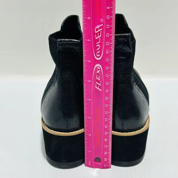 Eileen Fisher Lilou Size 7 Chelsea Boots Black Leather Wedge Heel NWOB $275