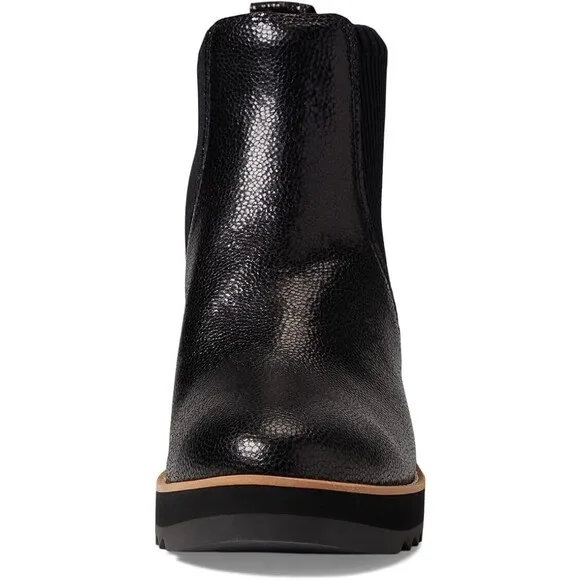 Eileen Fisher Lilou Size 7 Chelsea Boots Black Leather Wedge Heel NWOB $275