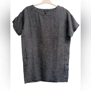 EILEEN FISHER Womens Grey Dolman Short Sleeve Hemp&amp;Organic Cotton Dress Petite S