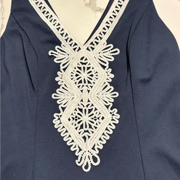 Eliza J. | Navy/White Embroidered Women’s Sleeveless Sheath Dress