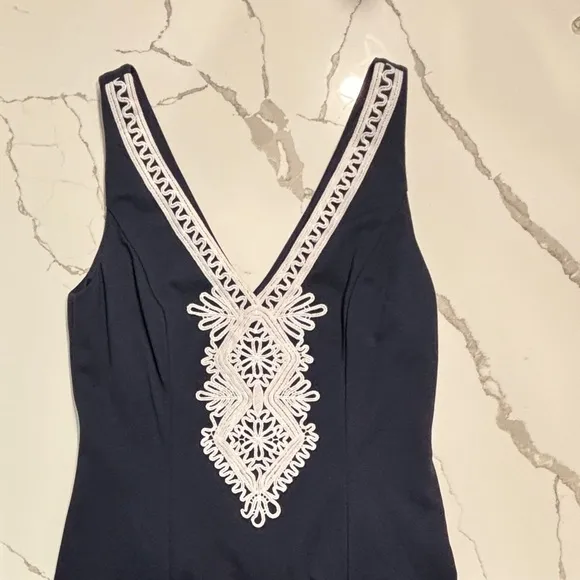 Eliza J. | Navy/White Embroidered Women’s Sleeveless Sheath Dress