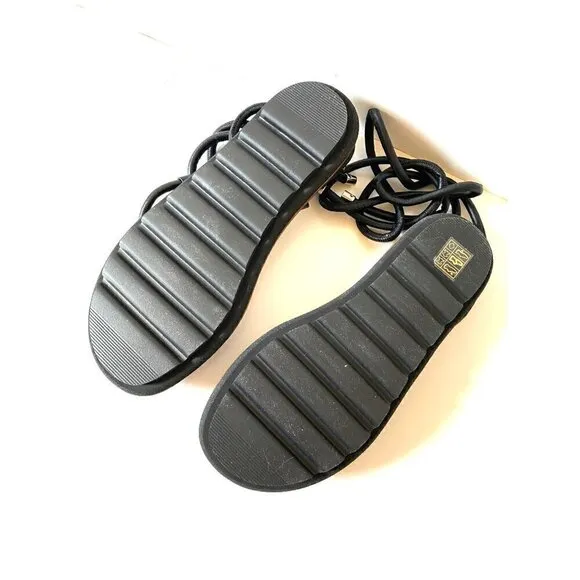 Emme Parsons Nappa Susan Tread Gladiator Sandals Sz 5 Leather Black Wrap Around