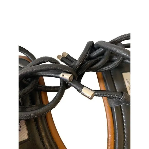 Emme Parsons Nappa Susan Tread Gladiator Sandals Sz 5 Leather Black Wrap Around