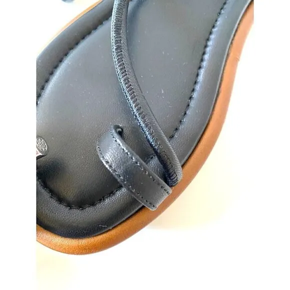 Emme Parsons Nappa Susan Tread Gladiator Sandals Sz 5 Leather Black Wrap Around