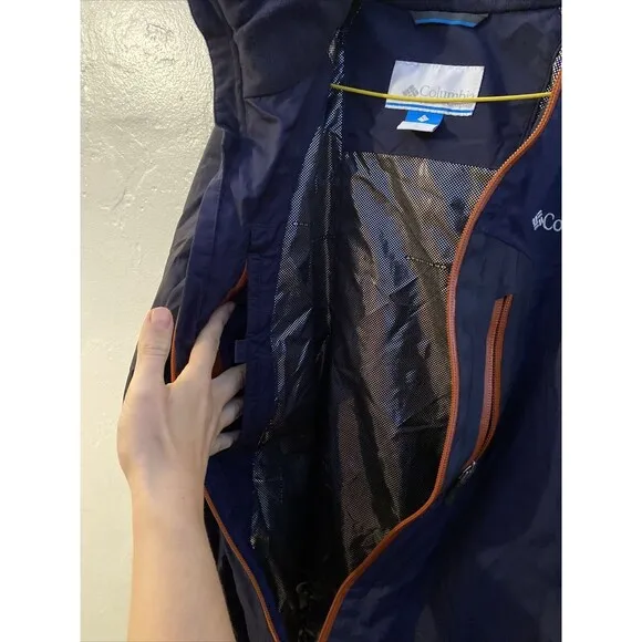 EUC Columbia Omni-Tech Waterproof Hooded Jacket Coat Color Blue Size Medium M